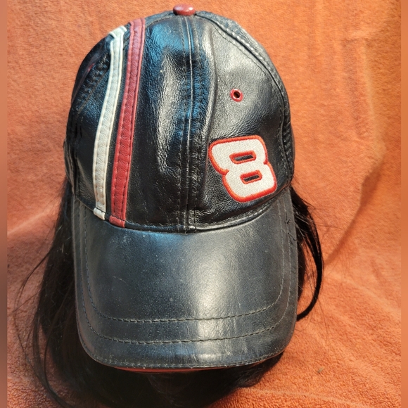 Vintage Dale Earnhardt Junior #8 NASCAR Velocity Leather Hat 90s One Size - Picture 1 of 6